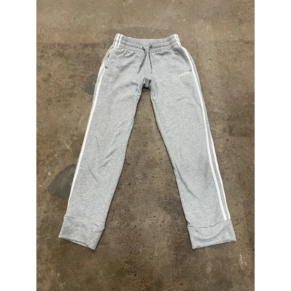 Adidas Sweatpants Youth‎ Small Gray 3-Stripes Jogger Ankle Athletic Gym Play